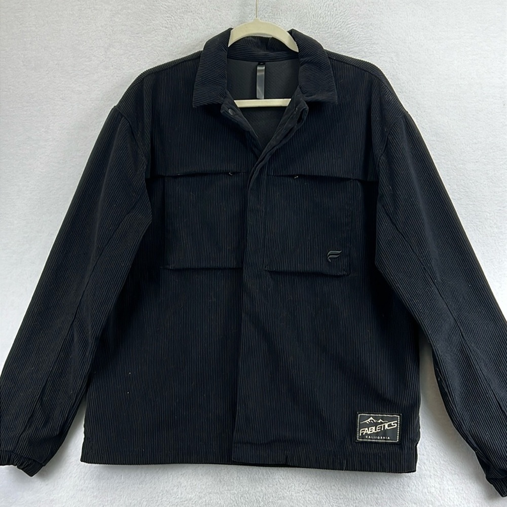 Fabletics Club Cord Shirt Jacket Men’s Size M Black Snap Front